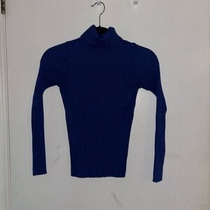 Royal Blue George Ribbed Turtleneck Sweater Size XS- breathable, soft, light